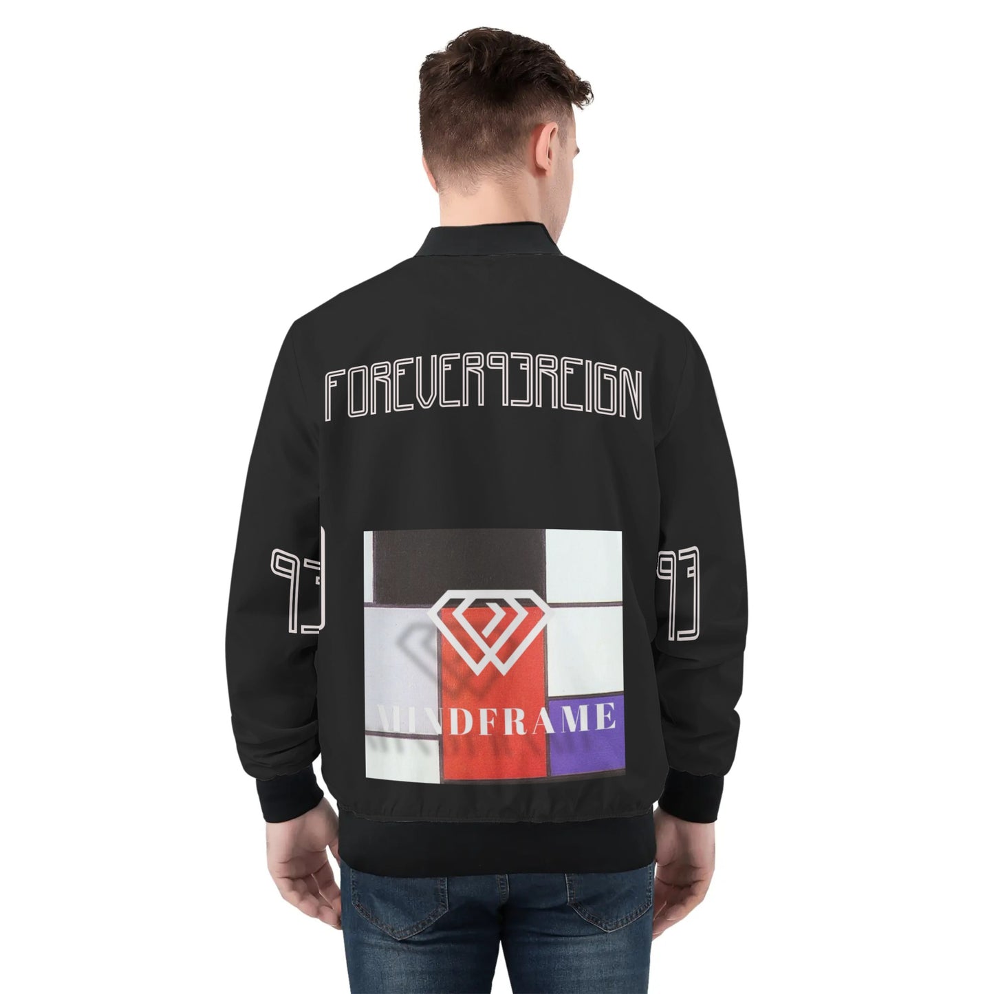 Mens All Over Print Zip Bomber Jacket
