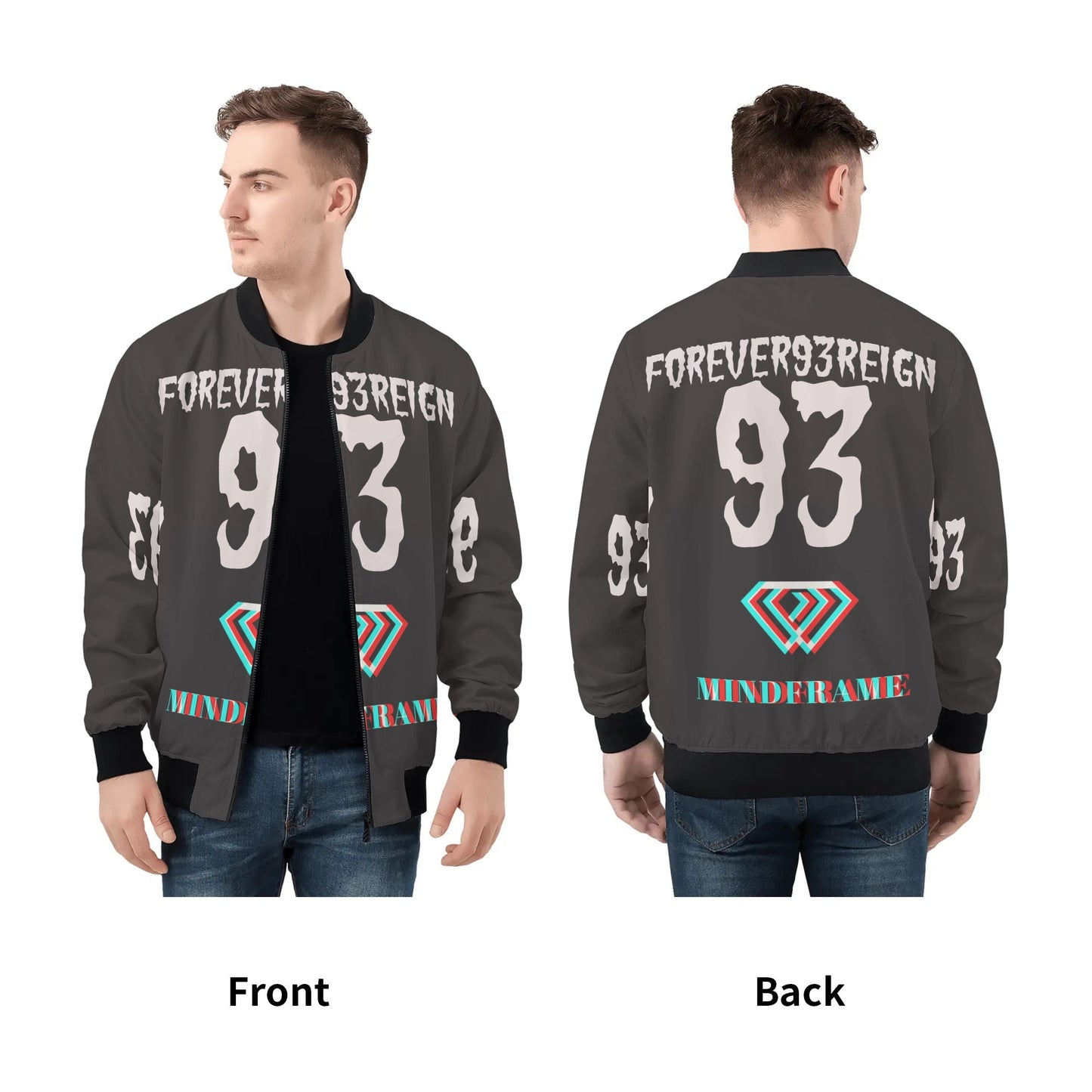 Mens All Over Print Zip Bomber Jacket