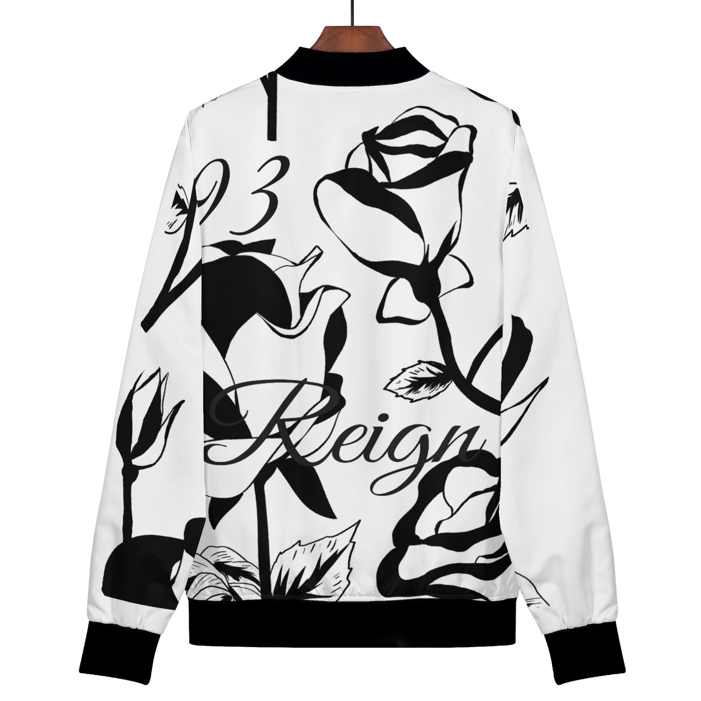 Womens Zip Up Print Bomber Jacket