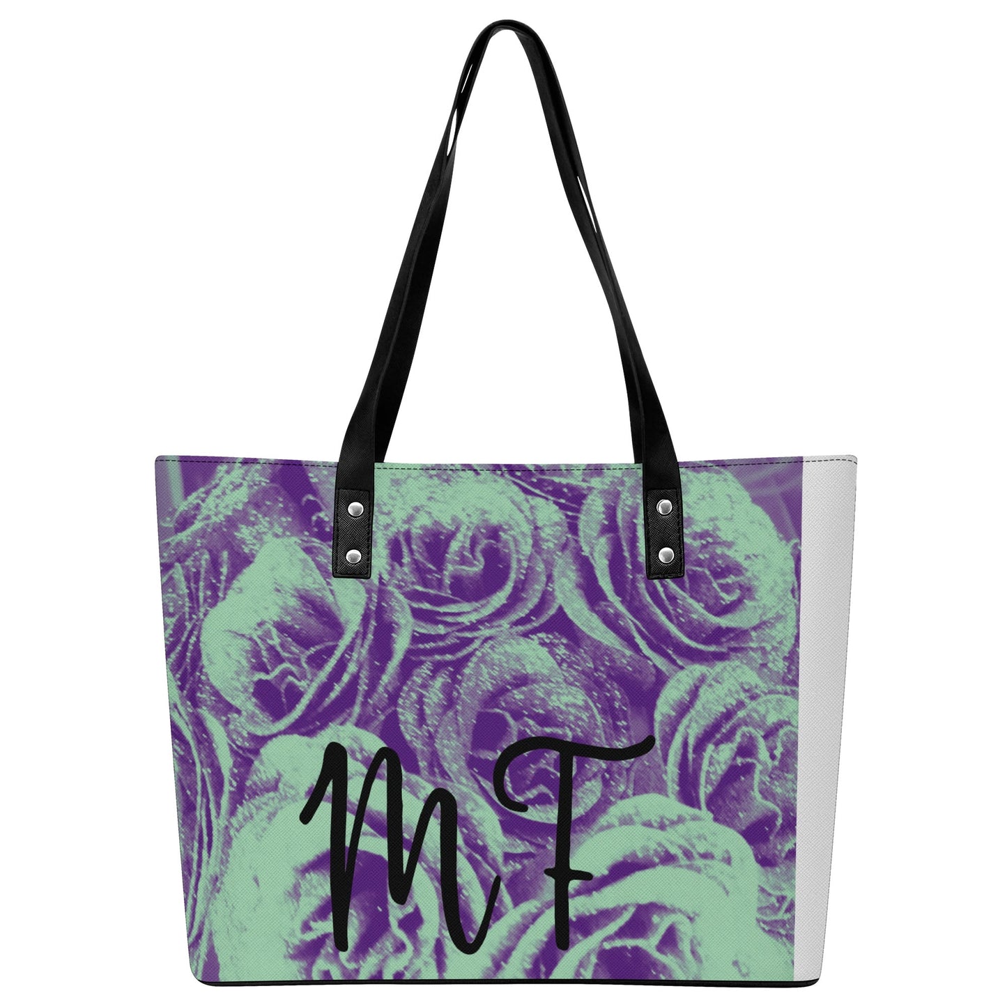 Womens PU Leather Tote Bag with Back Zipper Pocket