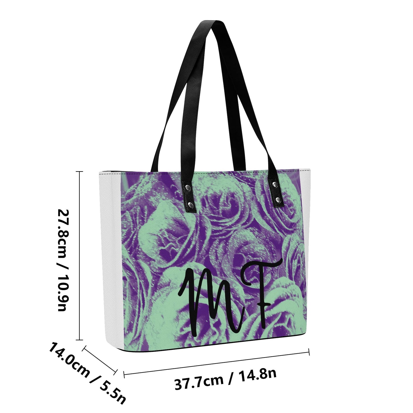 Womens PU Leather Tote Bag with Back Zipper Pocket