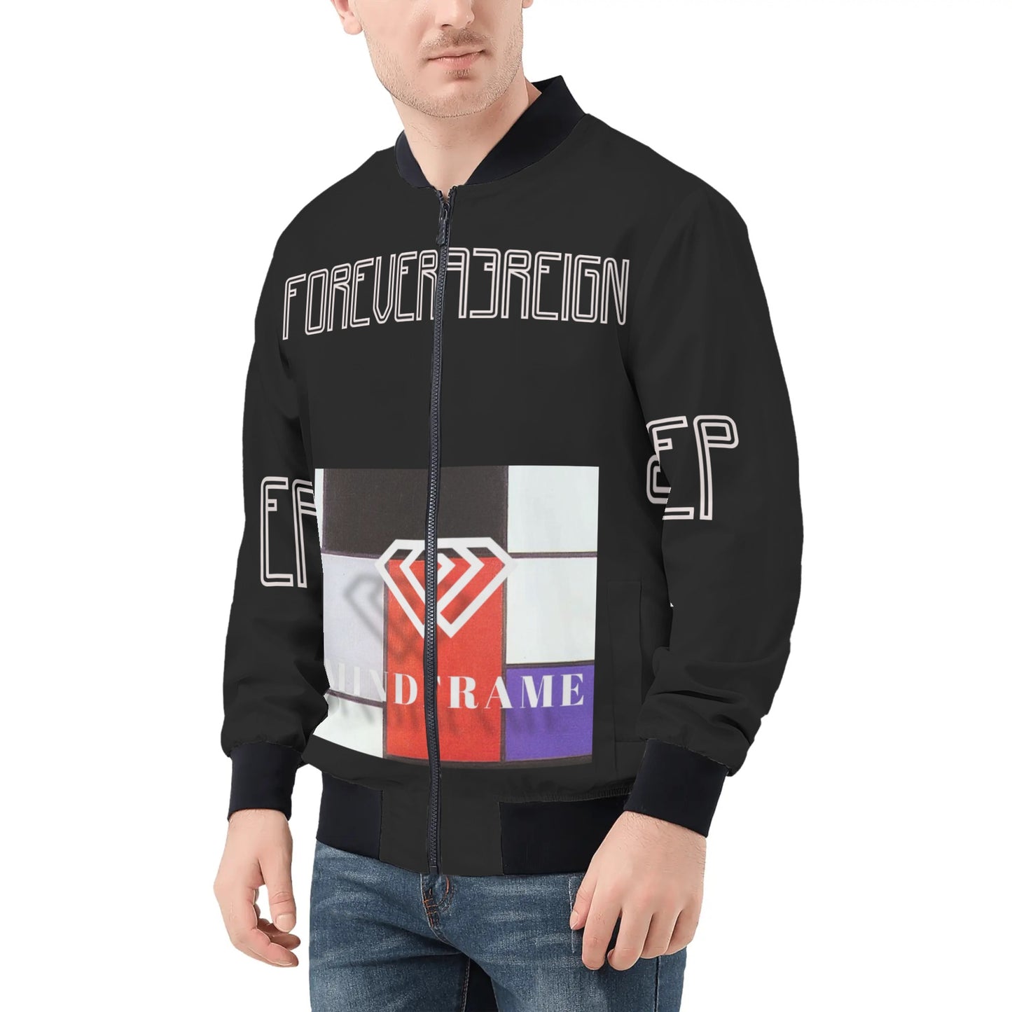 Mens All Over Print Zip Bomber Jacket