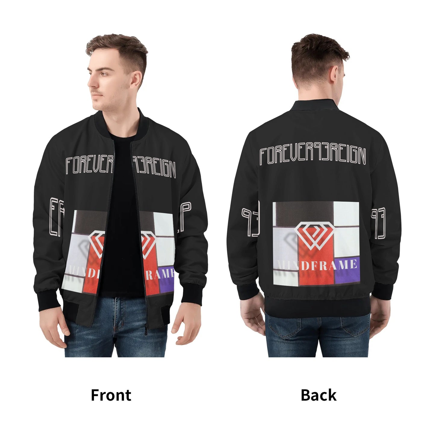 Mens All Over Print Zip Bomber Jacket