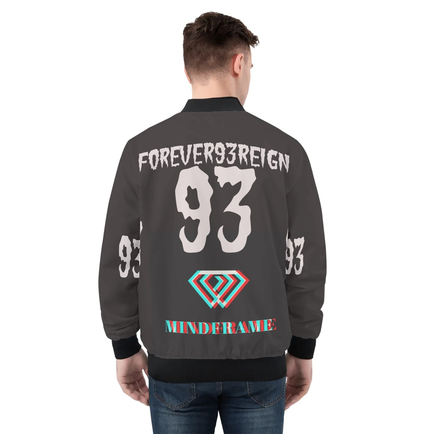 Mens All Over Print Zip Bomber Jacket