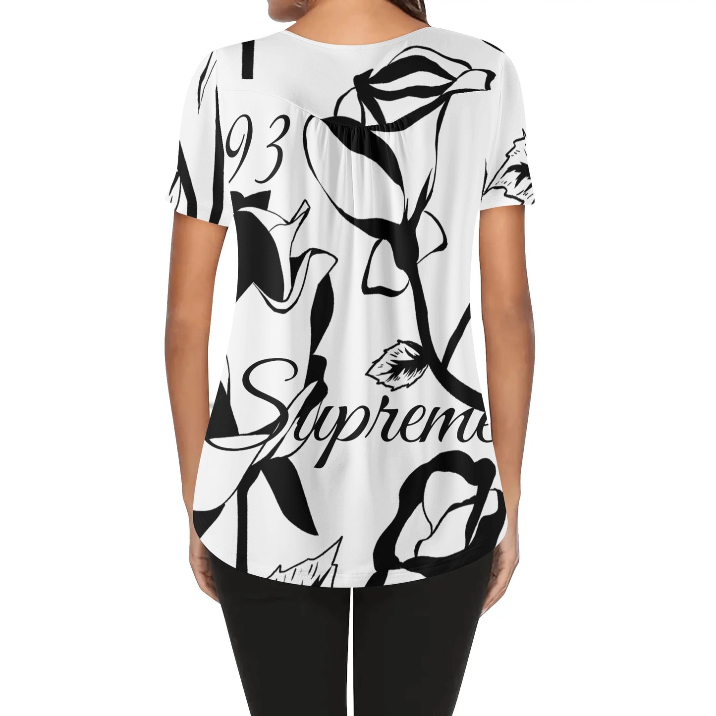 Womens Scoop Neck Short sleeve Loose Blouse