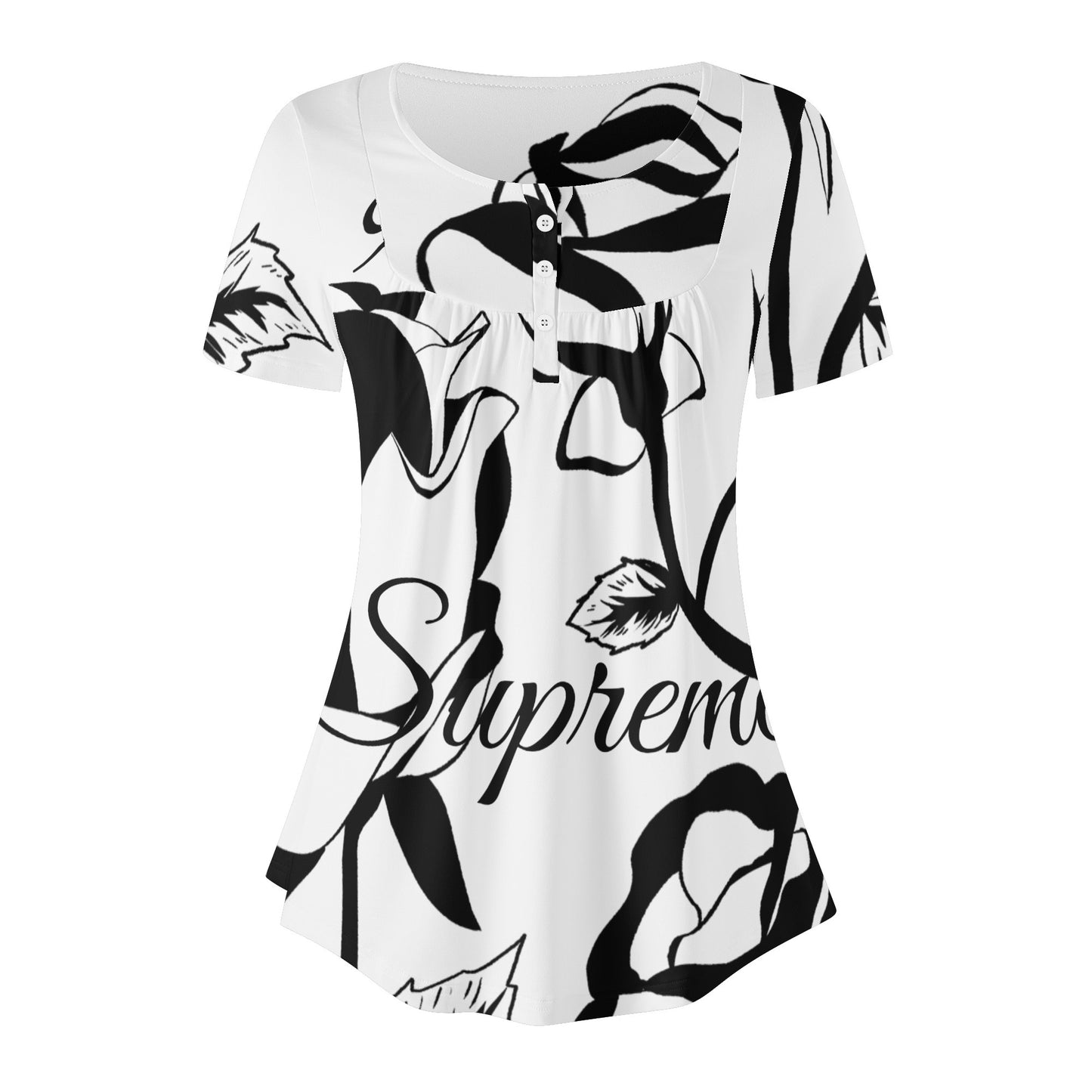 Womens Scoop Neck Short sleeve Loose Blouse