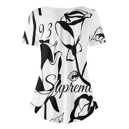 Womens Scoop Neck Short sleeve Loose Blouse
