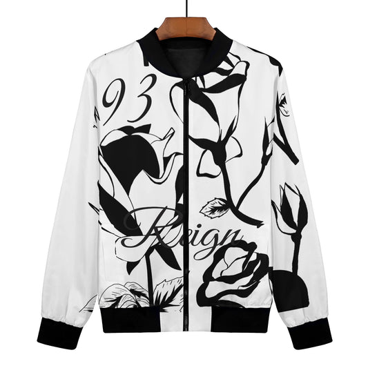 Womens Zip Up Print Bomber Jacket