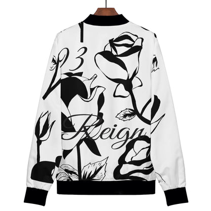 Womens Zip Up Print Bomber Jacket
