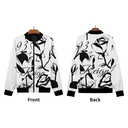Womens Zip Up Print Bomber Jacket