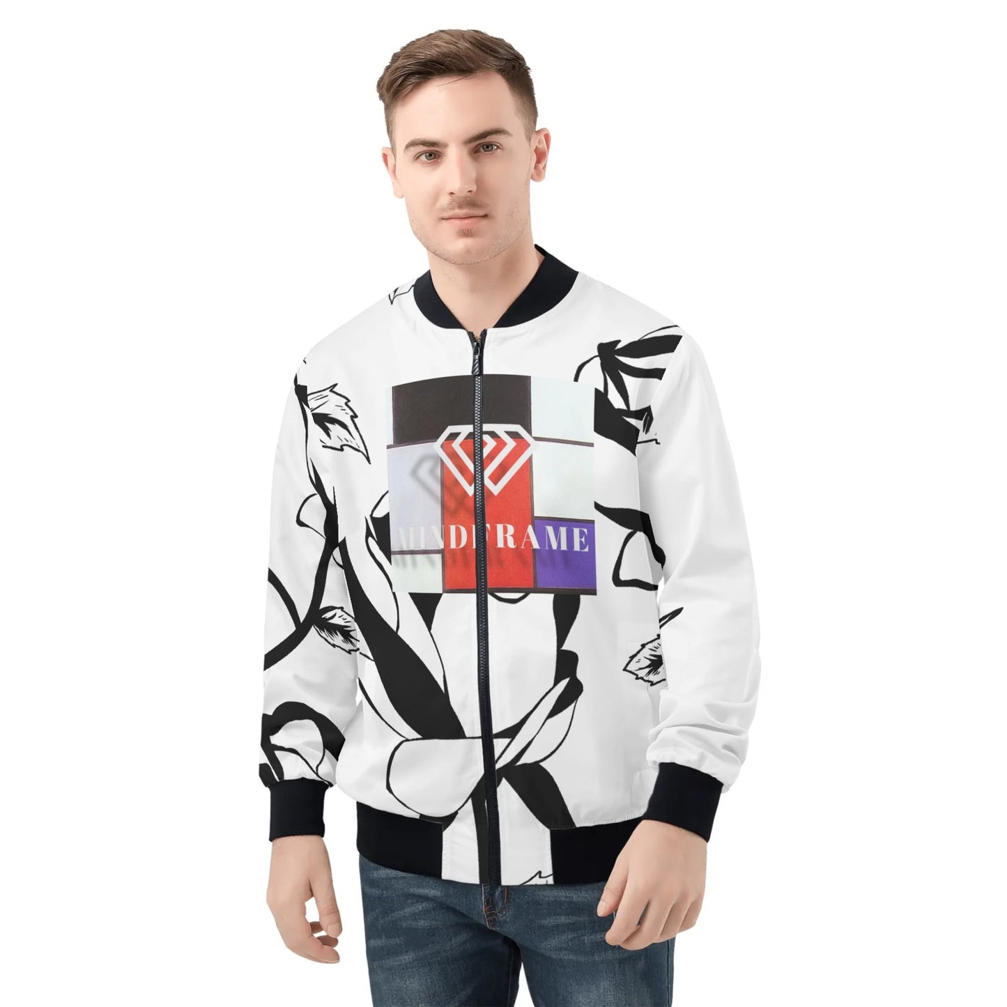 MindFrame P Mens All Over Print Zip Bomber Jacket