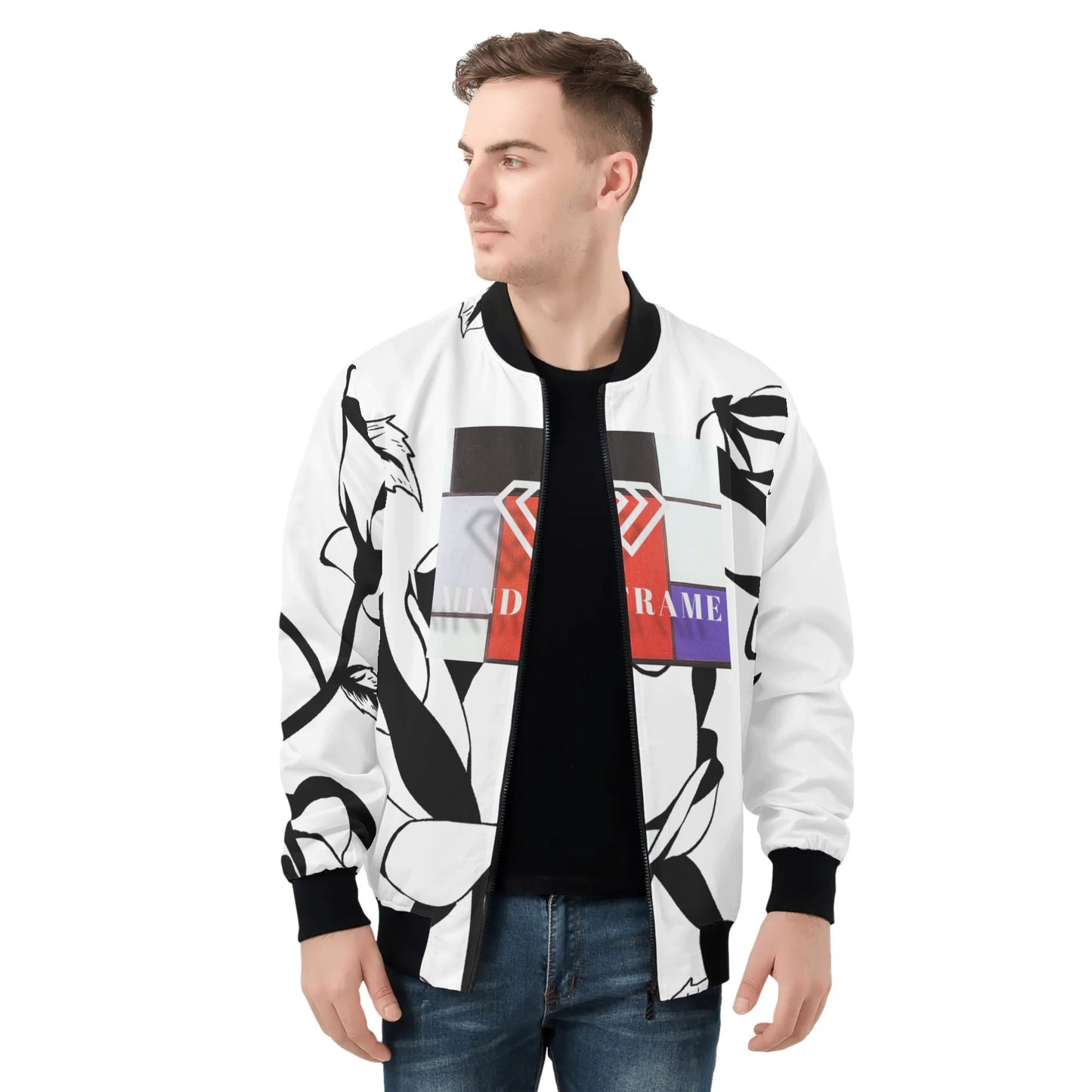 MindFrame P Mens All Over Print Zip Bomber Jacket