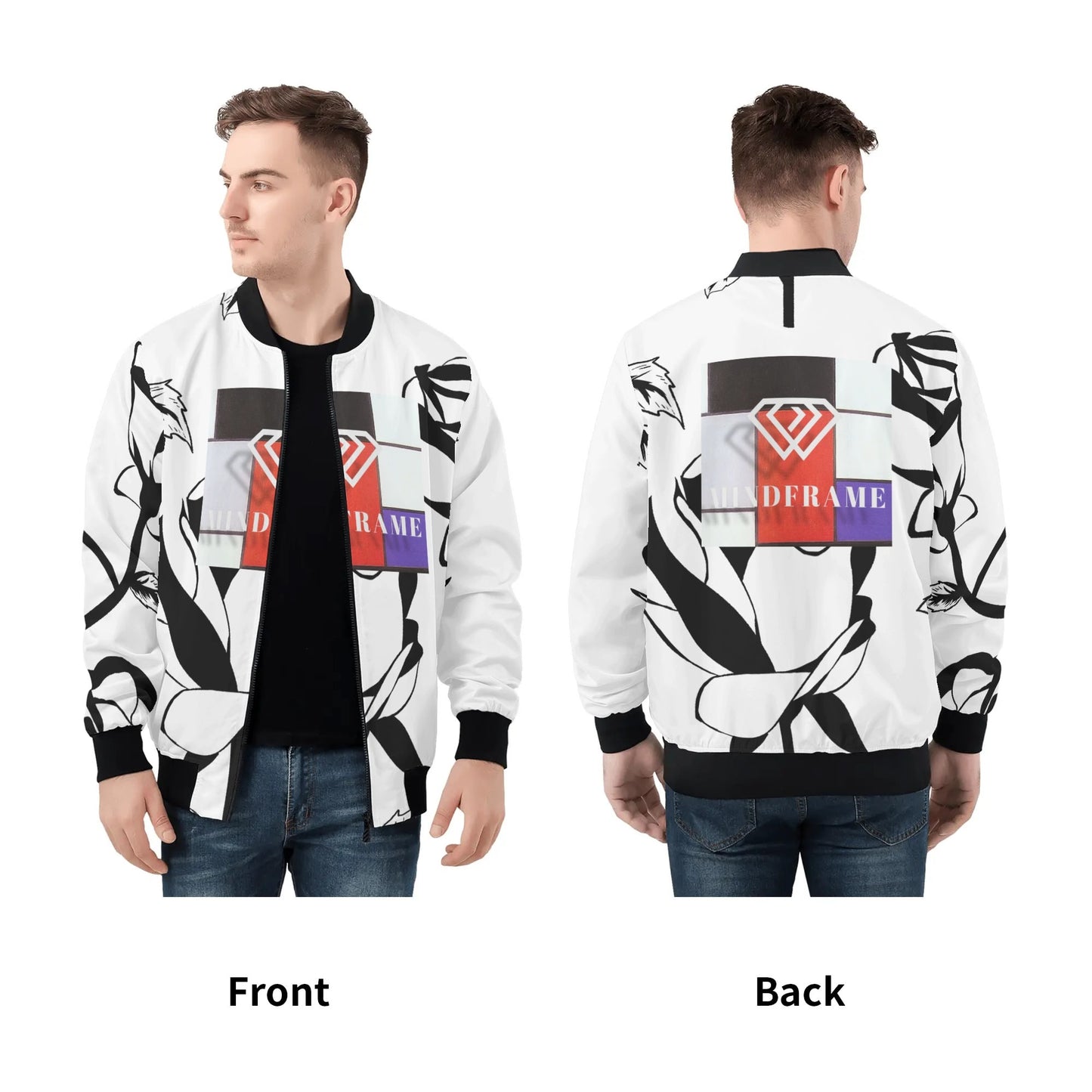 MindFrame P Mens All Over Print Zip Bomber Jacket