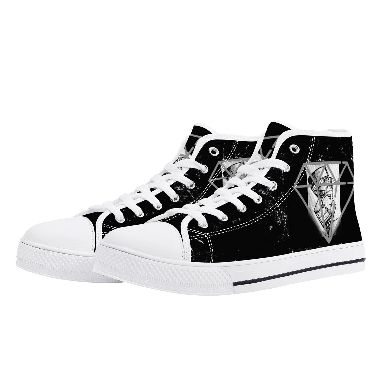 Womens High Top Canvas Shoes - Customized Tongue