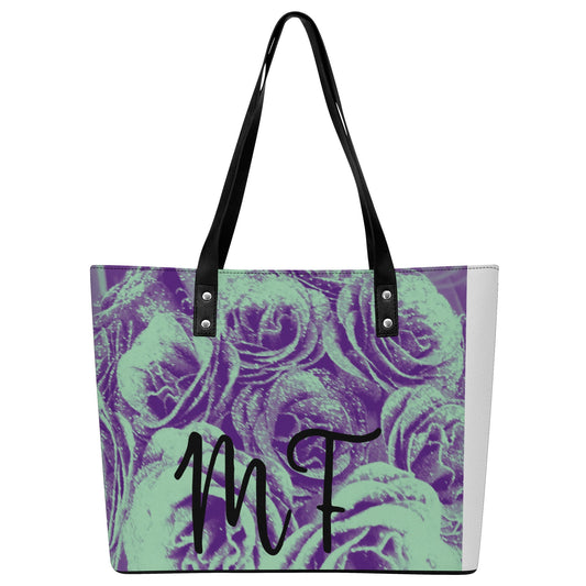 Womens PU Leather Tote Bag with Back Zipper Pocket