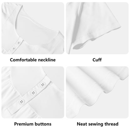 Womens Scoop Neck Short sleeve Loose Blouse