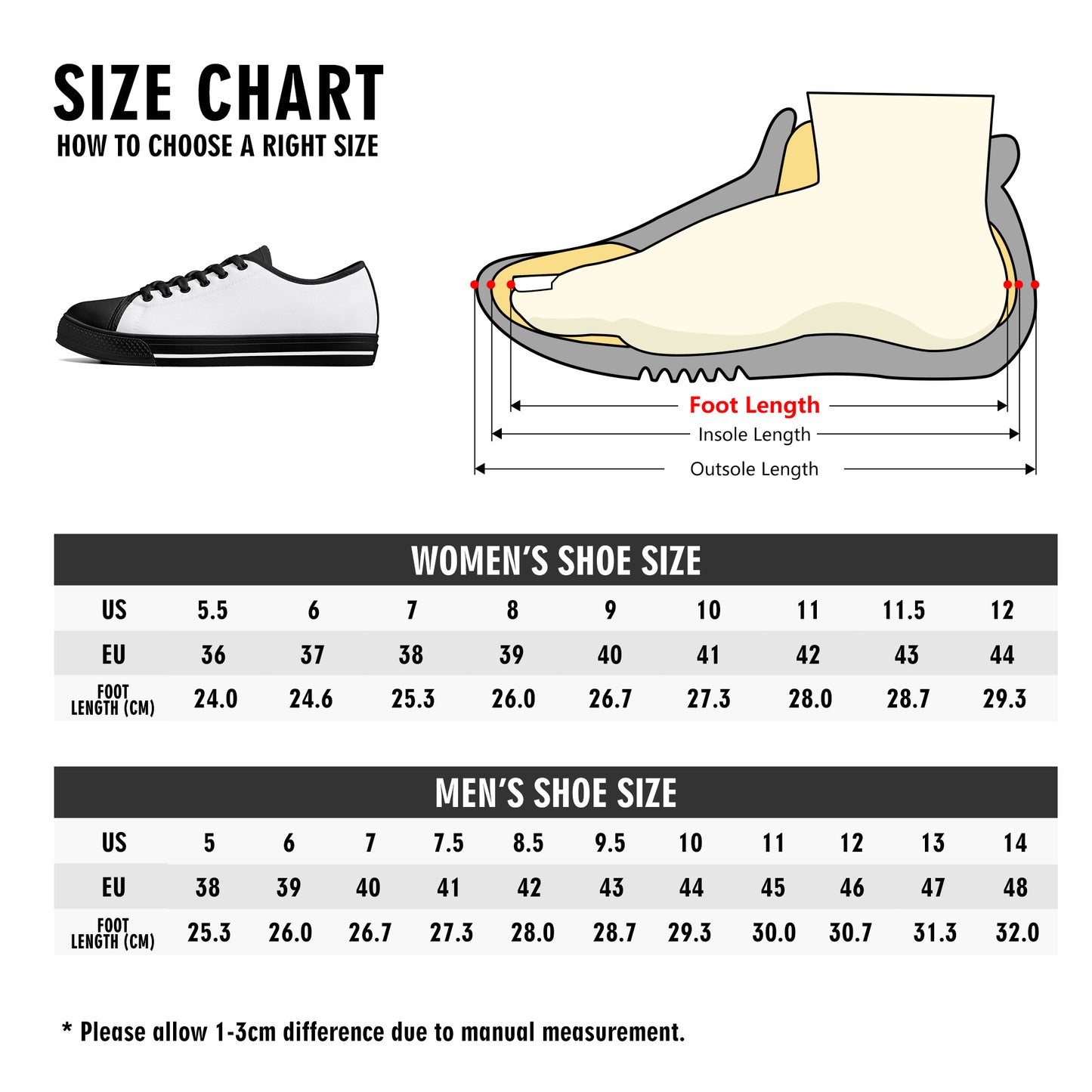 Womens Low Top Canvas Shoes - Customized Tongue
